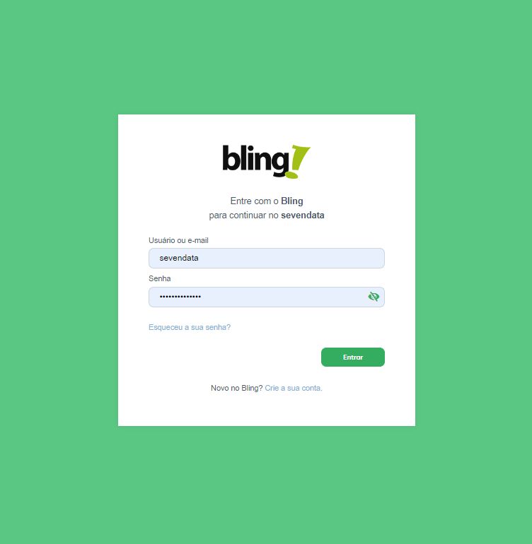 Formulário para nomear a conta do Bling
